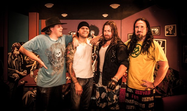 Overnight Sensation line-up: Jouni Weckman (bass), Jan Tilles (guitar), StarBuck (vocals), Jesper Löfström (drums)