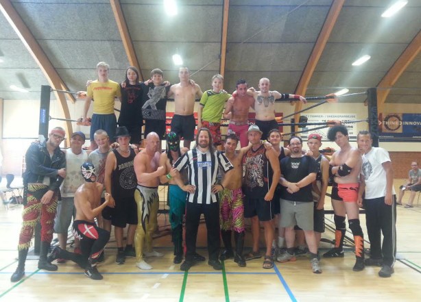 Fake or Break camp 2014 Denmark, the final line-up that pulled through to the end (with veteran ace wrestler Chaos 2nd to my right and Poul Roest 2nd to my left)
